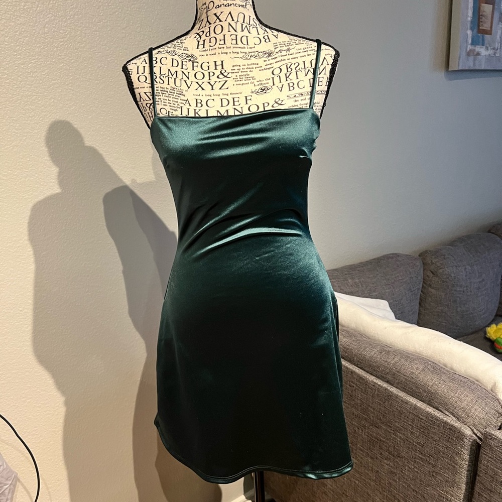 Elegant Green Satin Dress